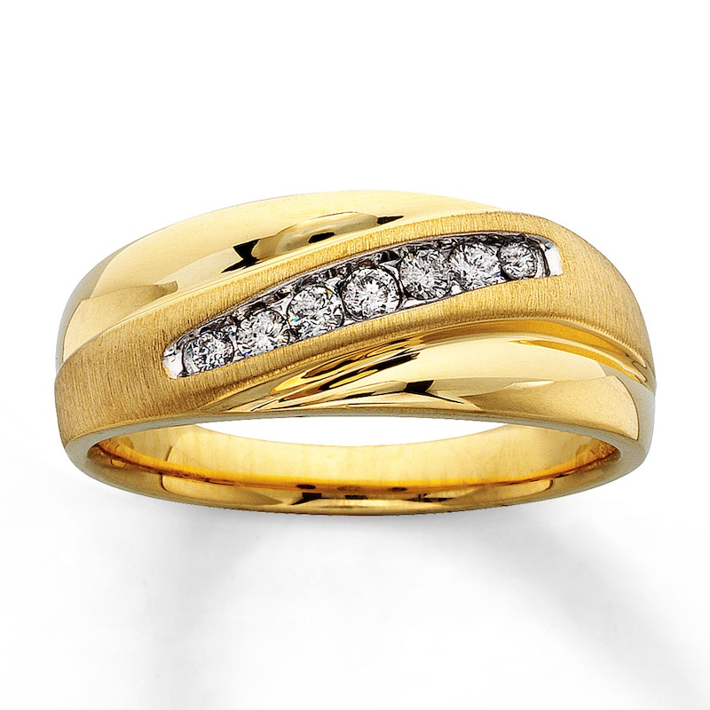 Main Image 1 of Previously Owned Men's Round-Cut Diamond Band 1/4 ct tw 14K Yellow Gold