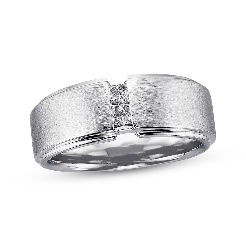 Main Image 1 of Previously Owned Men's Diamond Ring 1/4 ct tw Square-cut 14K White Gold