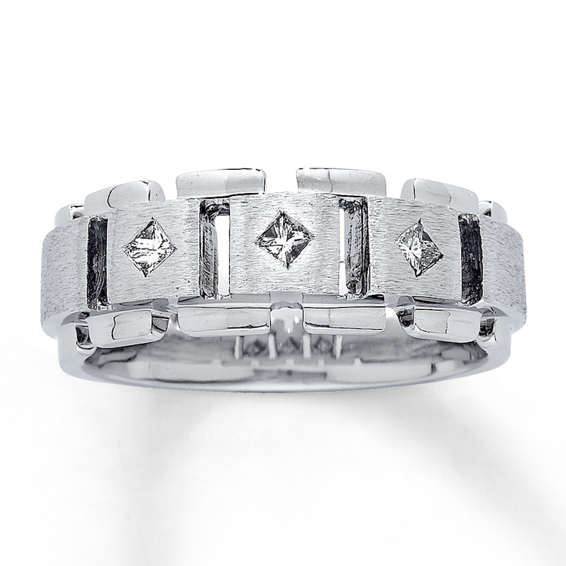 Main Image 1 of Previously Owned Men's Diamond Band 1/4 ct tw Square-cut 14K White Gold