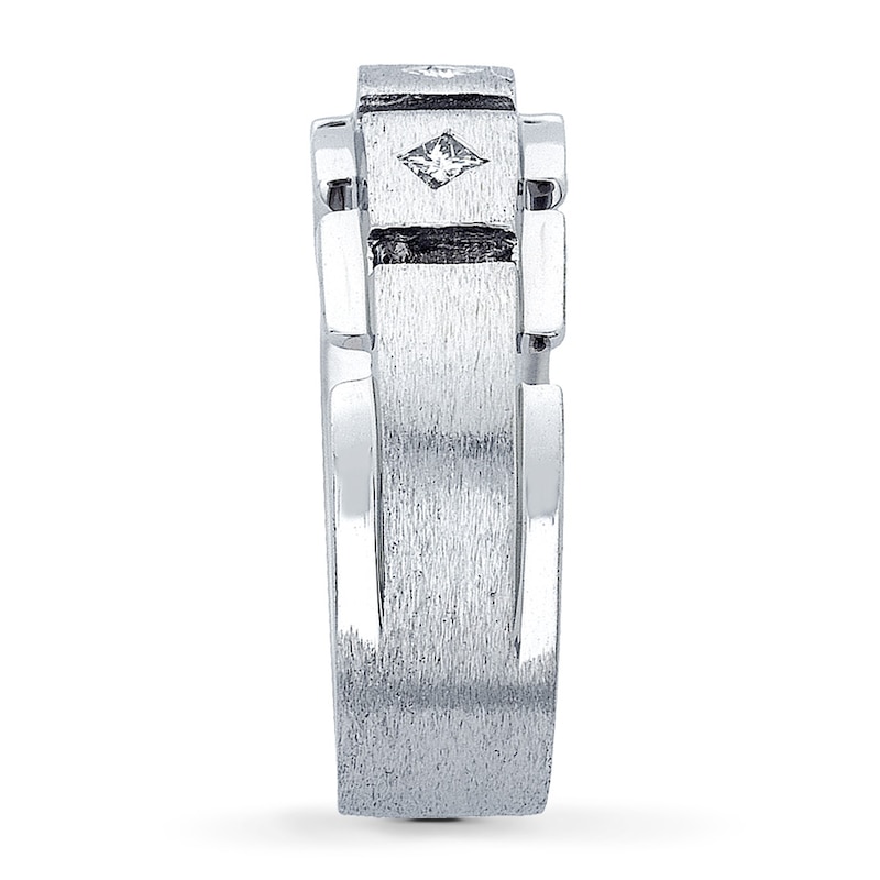 Main Image 3 of Previously Owned Men's Diamond Band 1/4 ct tw Square-cut 14K White Gold