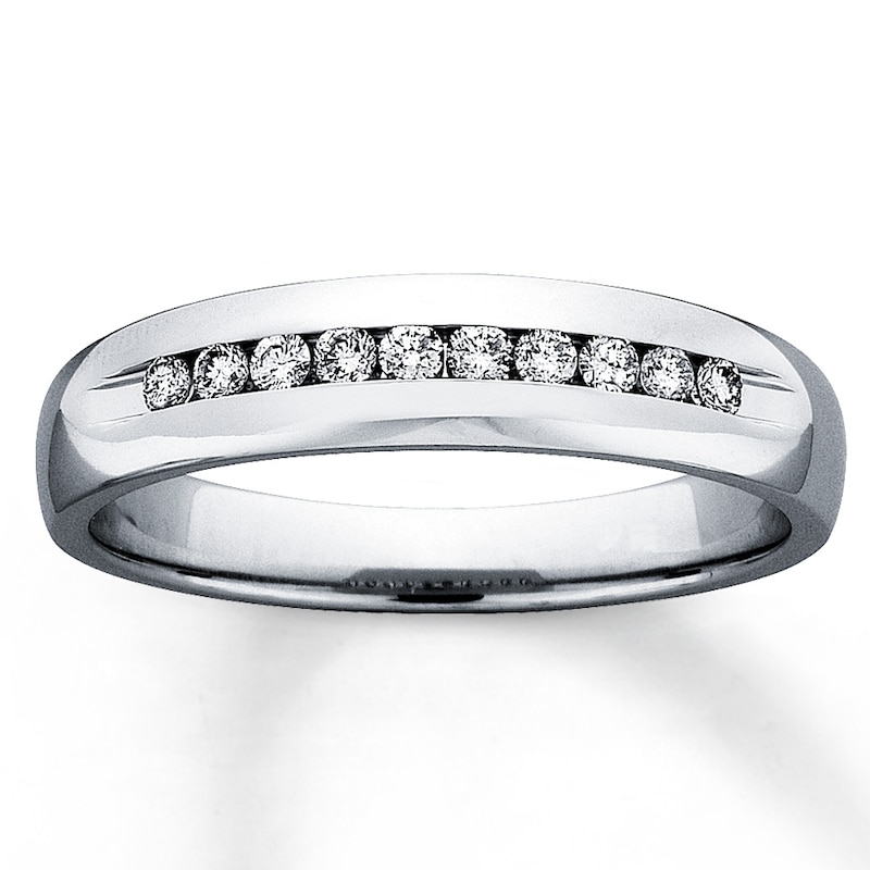 Main Image 1 of Previously Owned Men's Diamond Wedding Band 1/4 ct tw Round-ct 14K White Gold