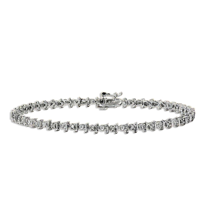Main Image 1 of Previously Owned Diamond Line Bracelet 1/4 ct tw 10K White Gold 7"