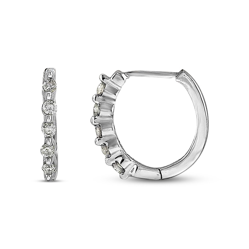 Main Image 1 of Previously Owned Diamond Hoop Earrings 1/4 ct tw 14K White Gold