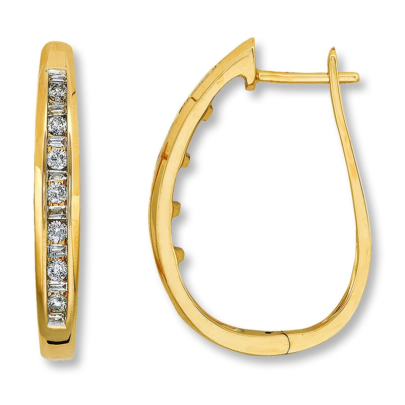 Previously Owned Diamond Hoop Earrings 1/2 cttw 14K Yellow Gold