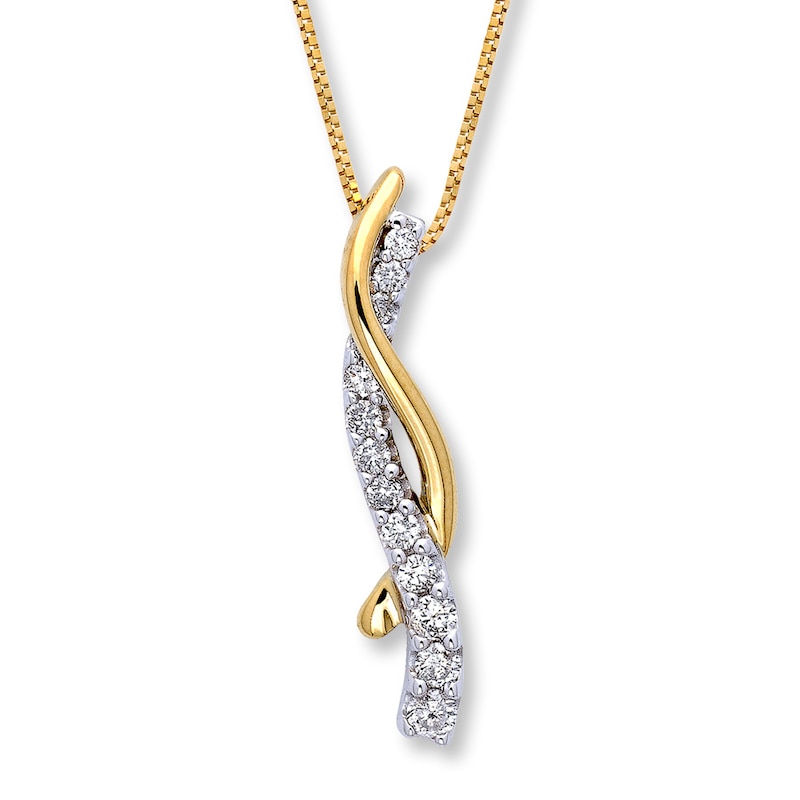 Main Image 1 of Previously Owned Necklace 1/4 ct tw Diamonds 14K Two-Tone Gold 18"
