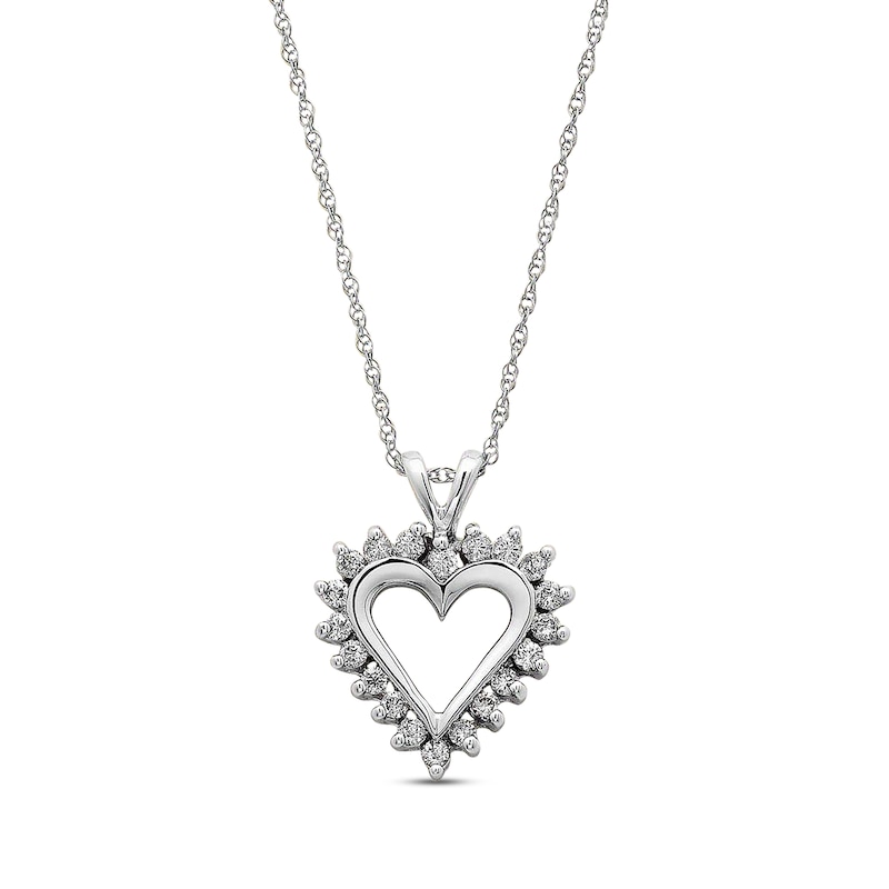 Main Image 1 of Previously Owned Heart Necklace 1/4 cttw Diamonds 14K White Gold 18"