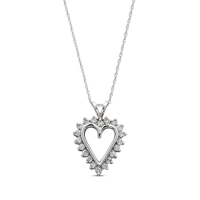 Main Image 1 of Previously Owned Diamond Heart Pendant 1/2 cttw 10K White Gold 18"