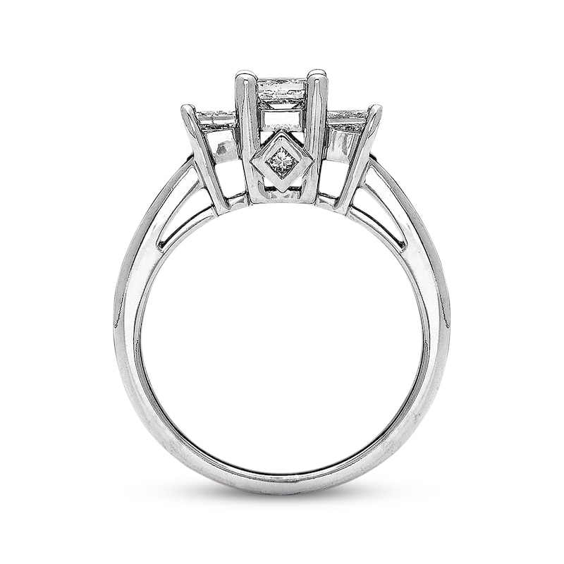 Main Image 2 of Previously Owned Diamond Three-Stone Engagement Ring 1-1/2 ct tw Princess-cut 14K White Gold