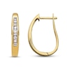 Thumbnail Image 1 of Previously Owned Diamond Hoop Earrings 1/4 cttw Round & Baguette-Cut 14K Yellow Gold