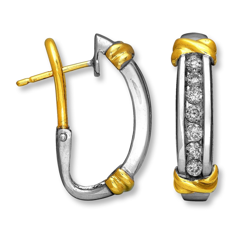 Main Image 1 of Previously Owned Earrings 1/2 ct tw Diamonds 14K Two-Tone Gold