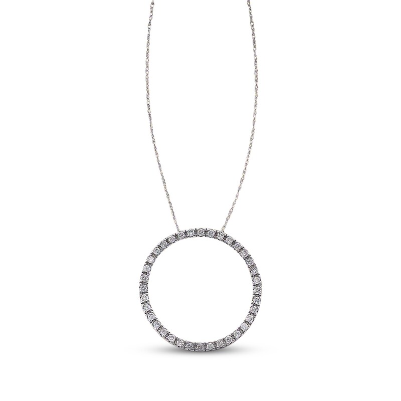 Main Image 1 of Previously Owned Diamond Circle Necklace 1/2 ct tw Round-cut 10K White Gold 18"