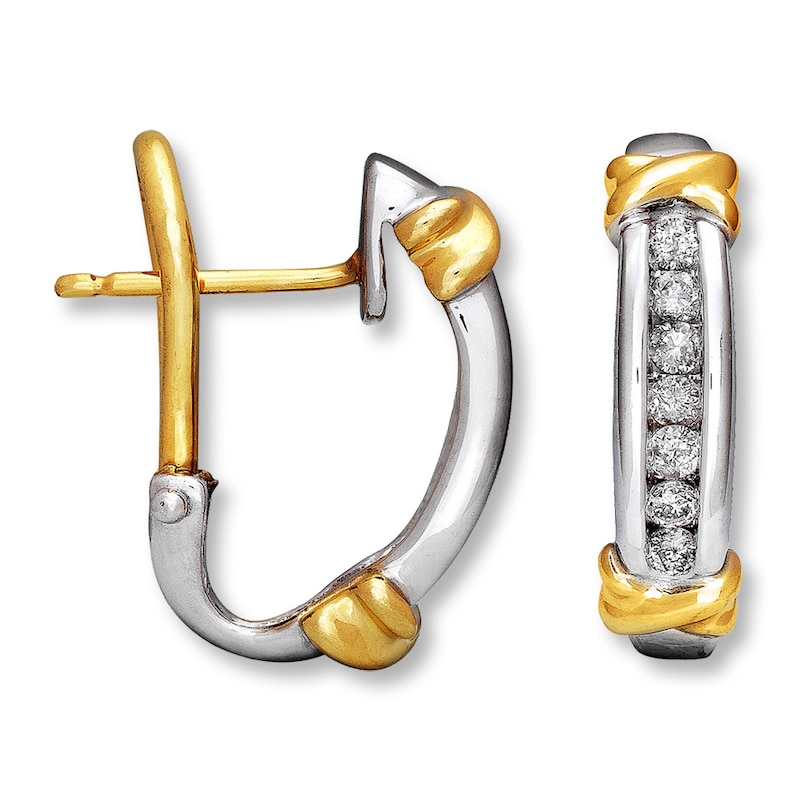 Main Image 1 of Previously Owned Earrings 1/4 ct tw Diamonds 14K Two-Tone Gold