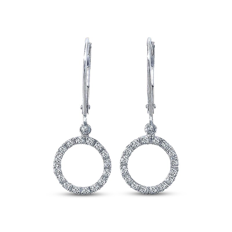 Main Image 1 of Previously Owned Diamond Dangle Earrings 1/8 cttw 10K White Gold