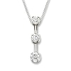 Thumbnail Image 1 of Previously Owned 3-Stone Diamond Necklace 1 ct tw Round-Cut 14K White Gold 17"
