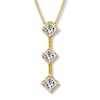 Thumbnail Image 0 of Previously Owned 3-Stone Diamond Necklace 1 ct tw Princess-cut 14K Yellow Gold 17"