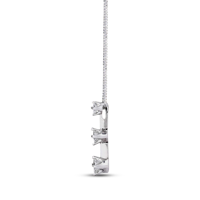 Main Image 2 of Previously Owned 3-Stone Necklace 1/2 ct tw Diamonds 14K White Gold 17"