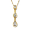 Thumbnail Image 1 of Previously Owned 3-Stone Diamond Necklace 1 ct tw Pear-shaped 14K Yellow Gold 17"