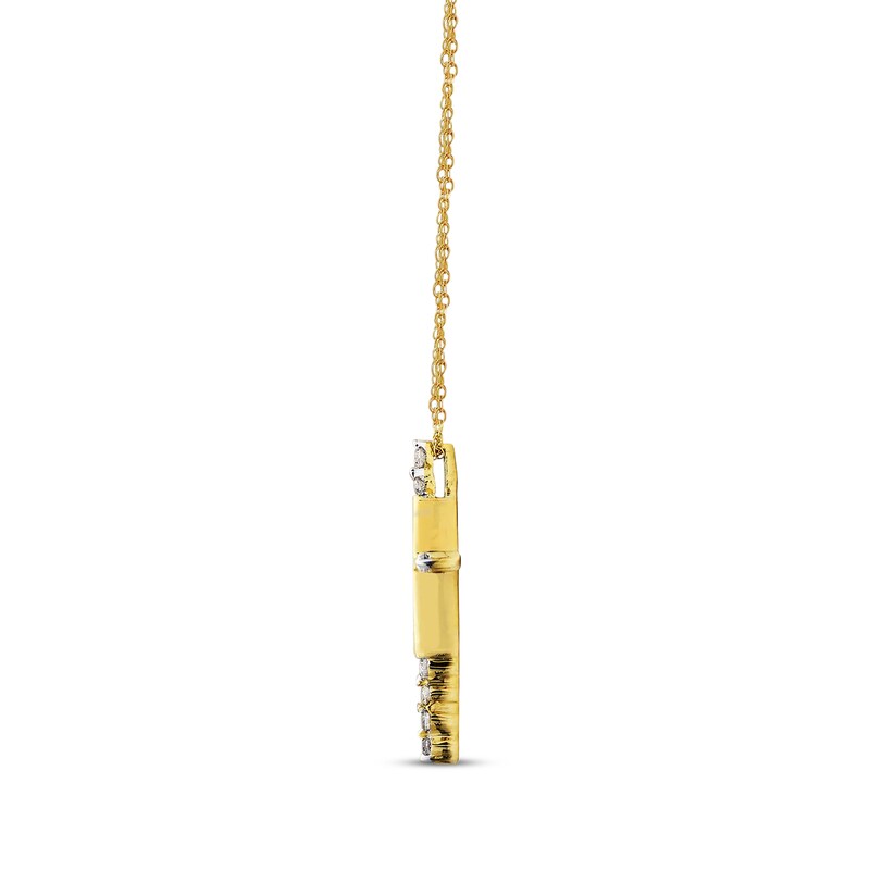 Main Image 2 of Previously Owned Diamond Cross Necklace 1/8 ct tw Round-Cut 14K Yellow Gold 18&quot;