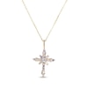 Thumbnail Image 1 of Previously Owned Diamond Cross Necklace 1/2 ct tw Round & Baguette 14K Yellow Gold
