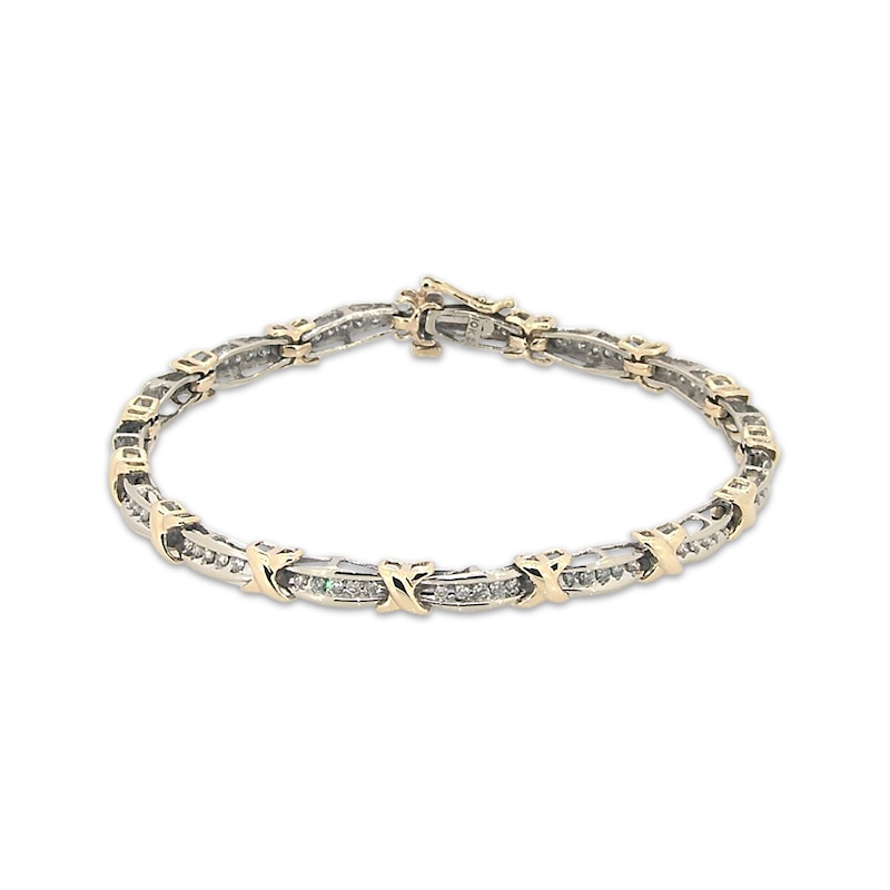 Main Image 1 of Previously Owned Diamond Bracelet 1/6 ct tw Round-cut Two-Tone Gold 8"