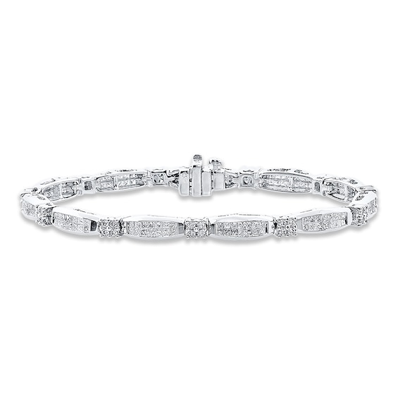 Previously Owned Diamond Bracelet 3 ct tw Princess/Round 14K White Gold