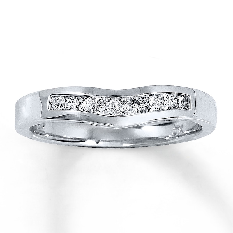 Main Image 1 of Previously Owned Diamond Contour Ring 1/4 ct tw Round-cut 14K White Gold