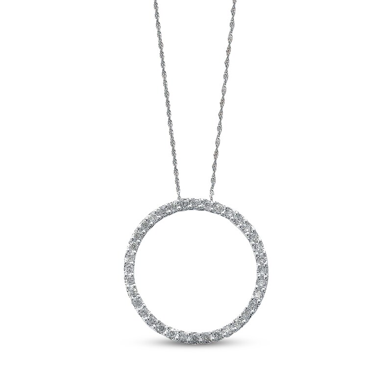 Main Image 1 of Previously Owned Diamond Circle Necklace 1/2 cttw 14K White Gold 18"