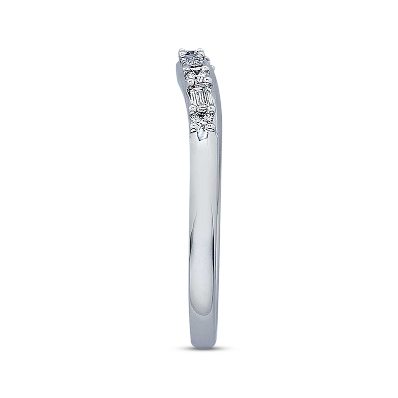 Main Image 3 of Previously Owned Diamond Contour Anniversary Band 1/4 ct tw Baguette & Round-cut 14K White Gold