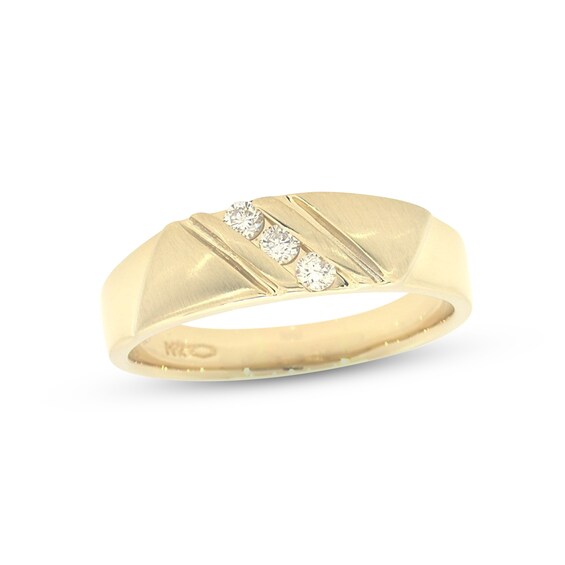 Previously Owned Men's Diamond Wedding Band 1/4 ct tw Round-cut 14K Yellow Gold