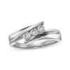Previously Owned Round-Cut Three-Stone Diamond Bypass Ring 1/3 ct tw 14K White Gold