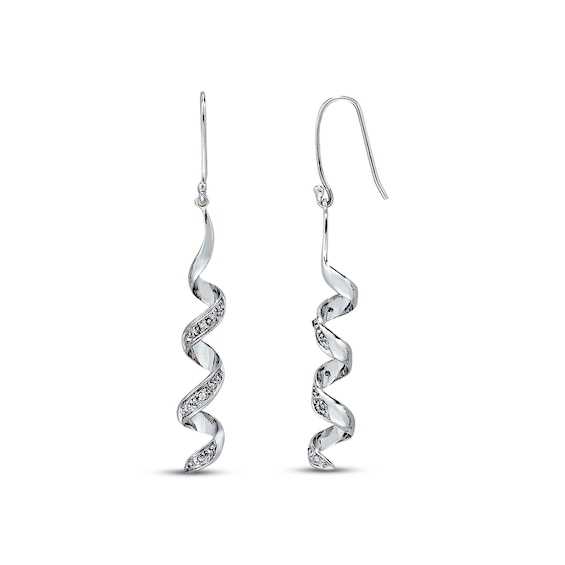 Previously Owned Diamond Dangle Earrings 1/8 cttw 14K White Gold