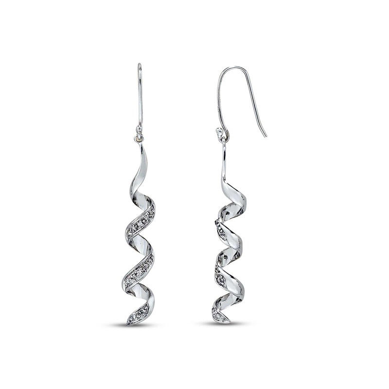 Main Image 1 of Previously Owned Diamond Dangle Earrings 1/8 cttw 14K White Gold