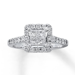 Previously Owned Diamond Engagement Ring 1 ct tw Princess & Round-cut 14K White Gold