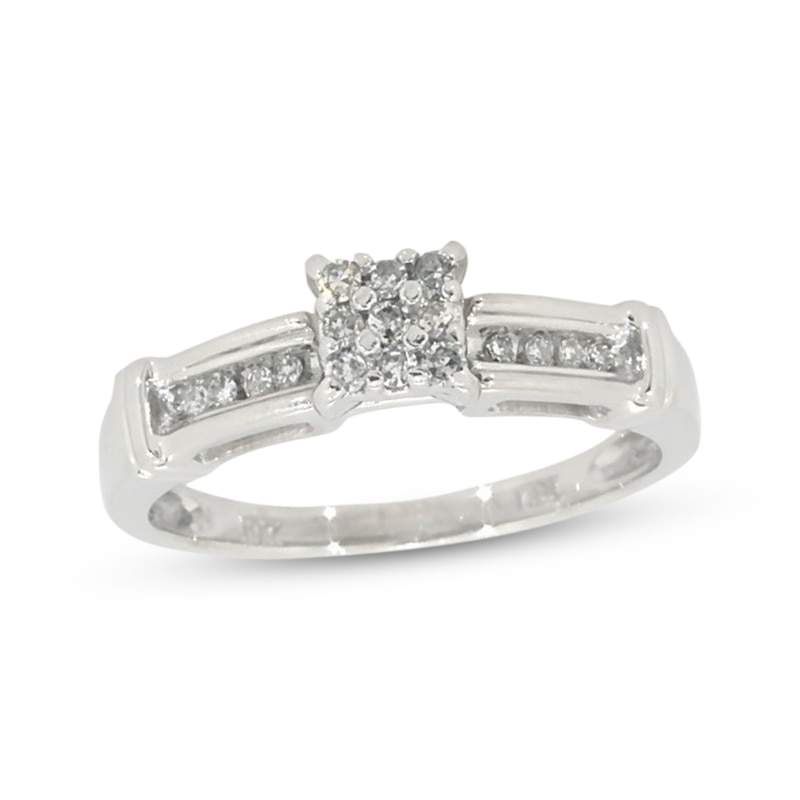 Main Image 1 of Previously Owned Diamond Engagement Ring 1/6 ct tw Round-cut 10K White Gold