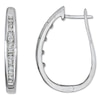 Thumbnail Image 1 of Previously Owned Diamond Hoop Earrings 1/2 ct tw Round & Baguette 14K White Gold