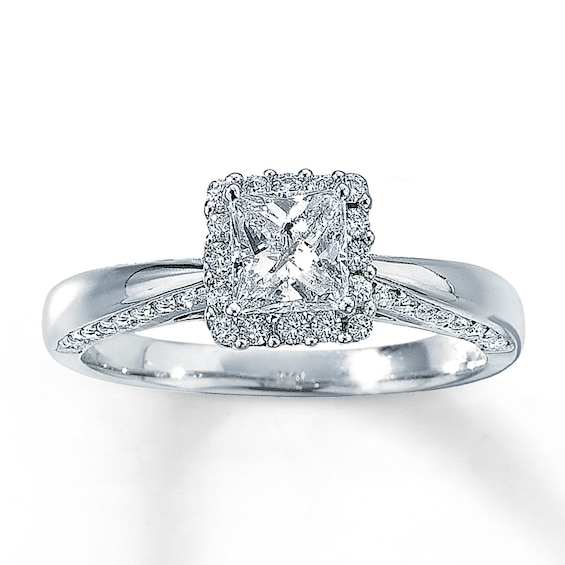 Previously Owned Diamond Engagement Ring 1 ct tw Princess/Round 14K White Gold