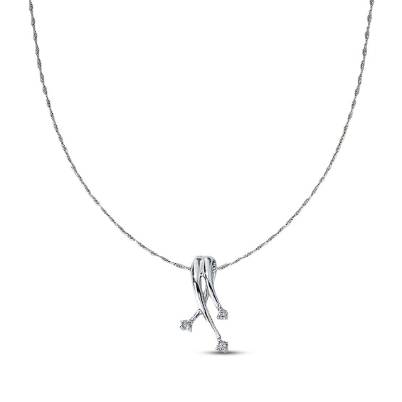 Previously Owned 3-Stone Diamond Necklace 1/15 cttw 10K White Gold 18"