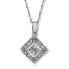 Thumbnail Image 1 of Previously Owned Diamond Necklace 1/4 ct tw Round & Princess-Cut 14K White Gold 18"