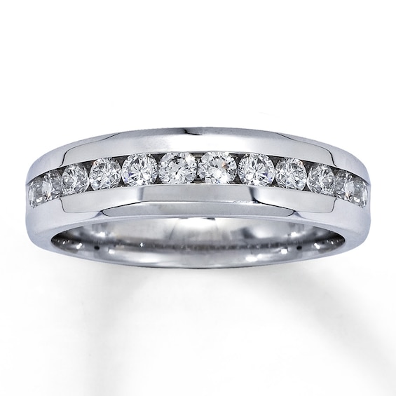 Previously Owned Men's Diamond Wedding Band 1 ct tw Round-cut 14K White Gold