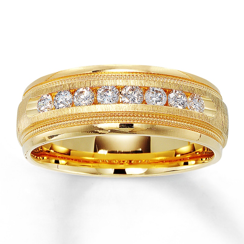Previously Owned Men's Diamond Wedding Band 1/2 ct tw Round-cut 14K Yellow Gold