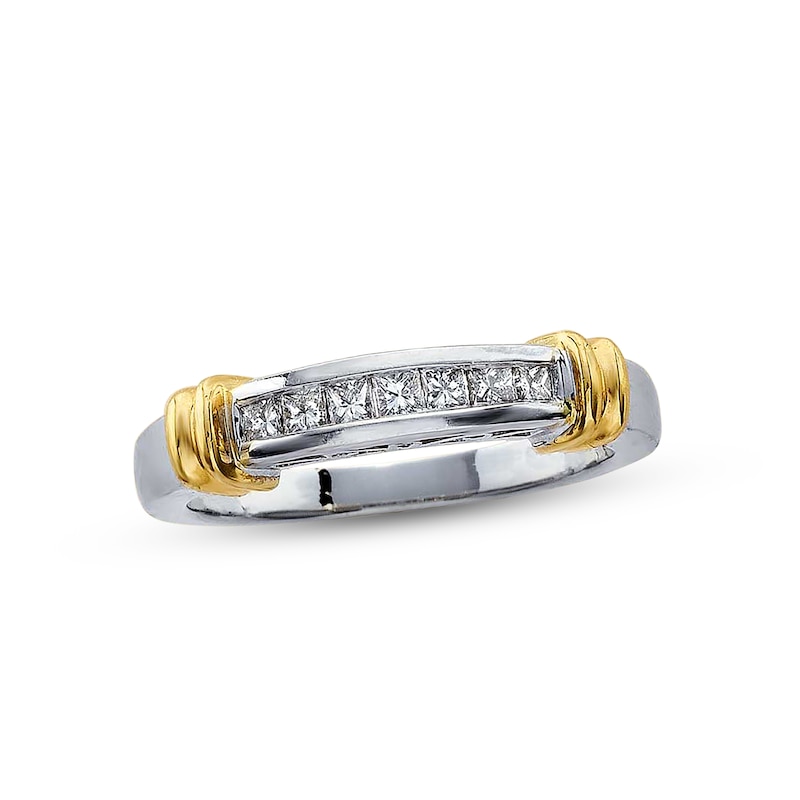 Main Image 1 of Previously Owned Diamond Anniversary Band 1/4 ct tw Princess-cut 14K Two-Tone Gold