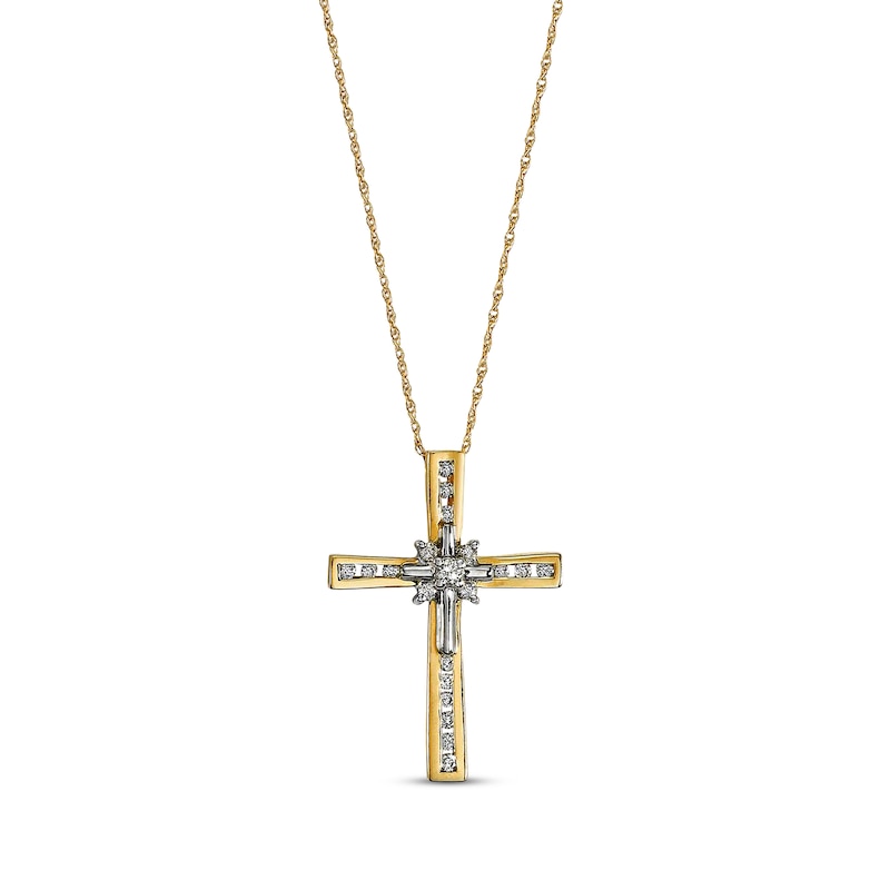 Previously Owned Diamond Cross Necklace 1/4 ct tw Round-Cut 14K Two-Tone Gold 18"