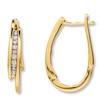 Thumbnail Image 1 of Previously Owned Diamond Hoop Earrings 1/4 ct tw Baguette 14K Yellow Gold