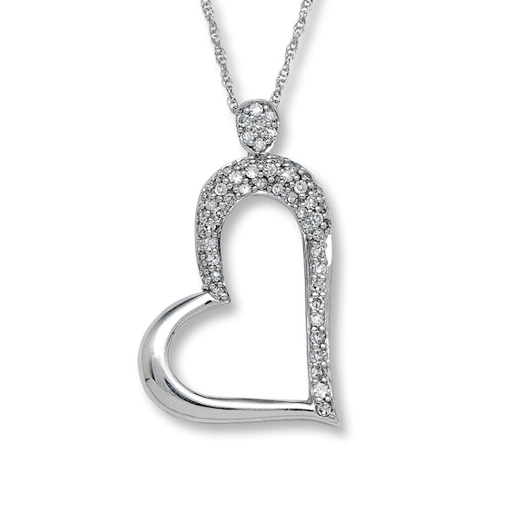Previously Owned Diamond Heart Necklace 1/4 ct tw Round-cut 10K White Gold 18"