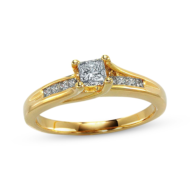 Main Image 1 of Previously Owned Diamond Engagement Ring 1/2 ct tw Princess-cut 14K Yellow Gold