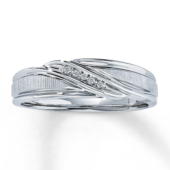 Previously Owned Men's Diamond Wedding Band 10K White Gold