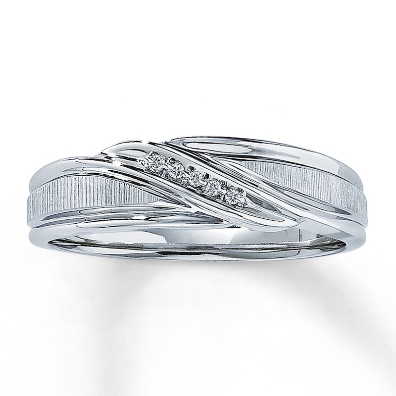 Main Image 1 of Previously Owned Men's Diamond Wedding Band 10K White Gold