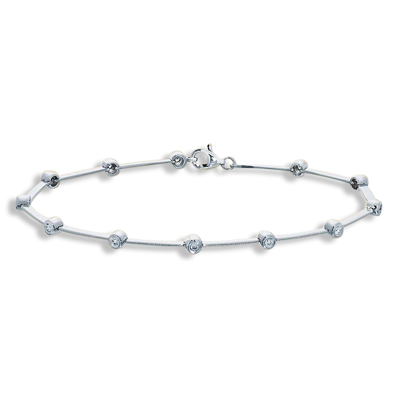 Main Image 1 of Previously Owned Bezel-Set Diamond Bracelet 1/4 ct tw 14K White Gold