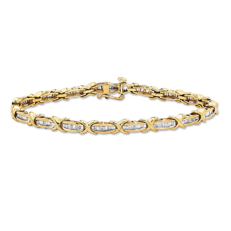 Main Image 1 of Previously Owned Baguette Diamond Bracelet 1 ct tw 10K Yellow Gold