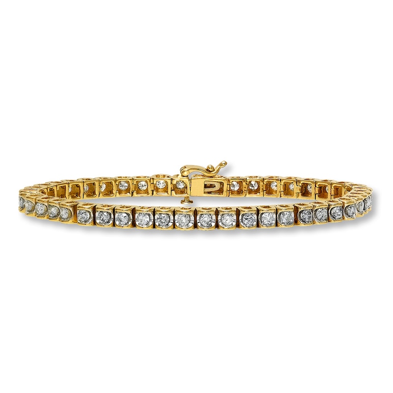 Main Image 1 of Previously Owned Diamond Bracelet 3 ct tw Round-cut 14K Yellow Gold